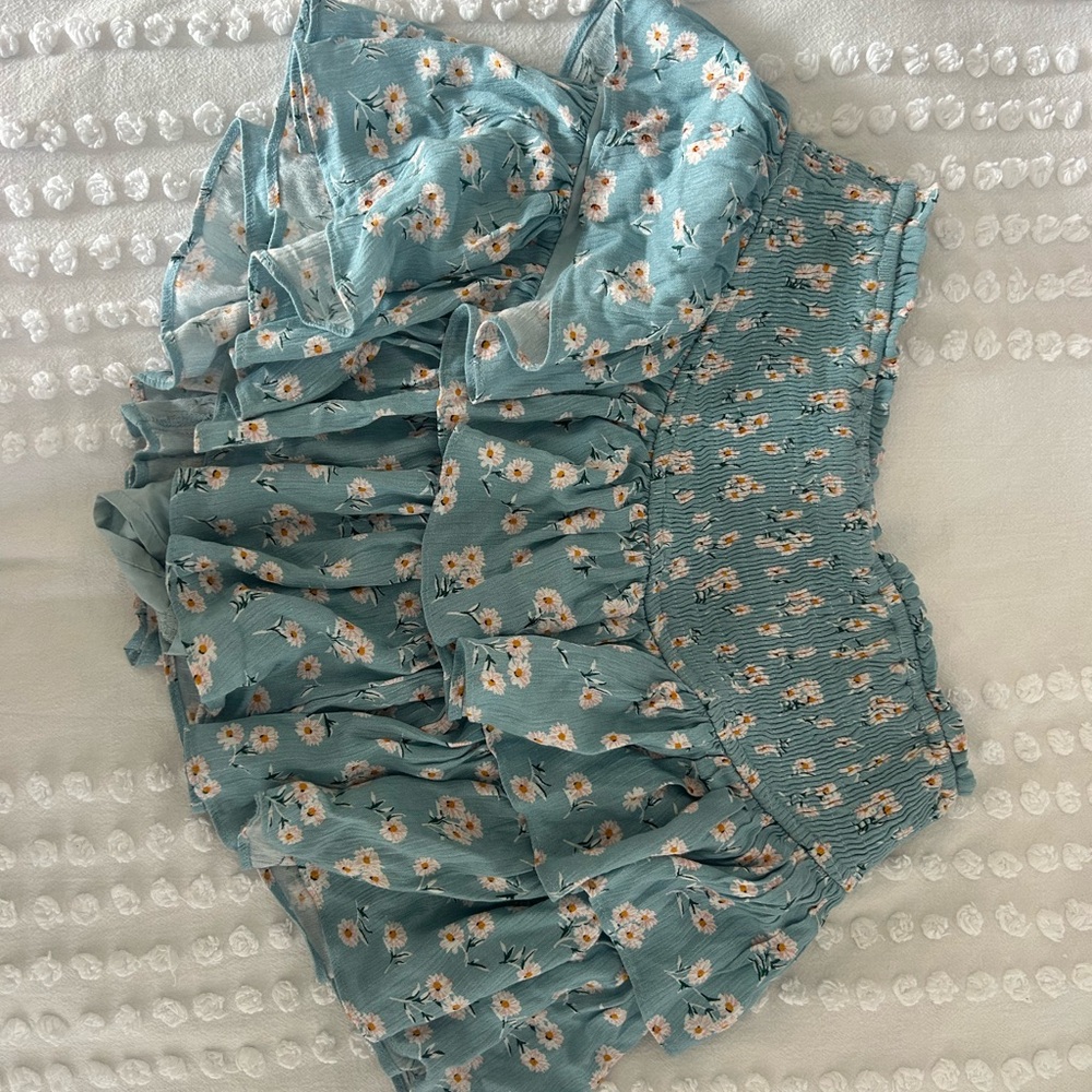Floral Ruffle Skirt in Blue